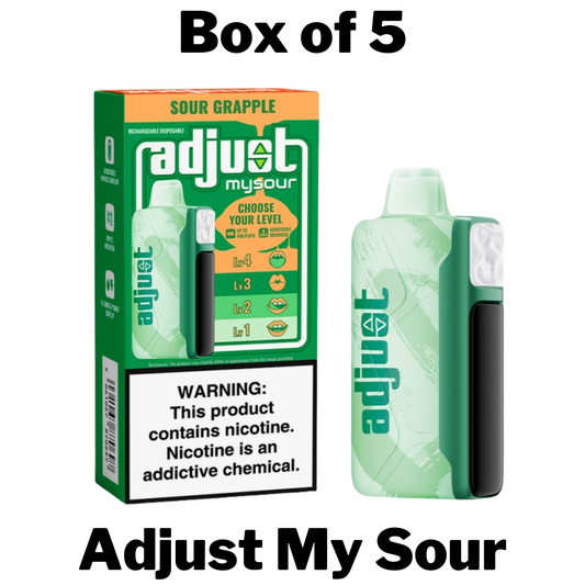 Adjust My Sour Box of 5 flavors by Lost Mary and the only disposable with adjustable sour levels and 40000 puffs