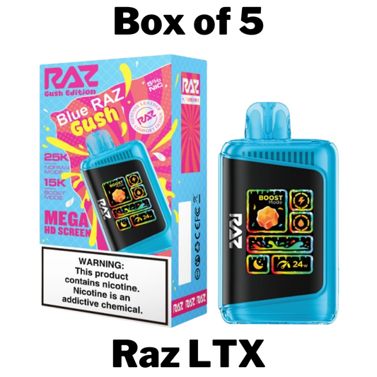 Box of 5 Raz LTX Vapes formerly Raz DC25000.