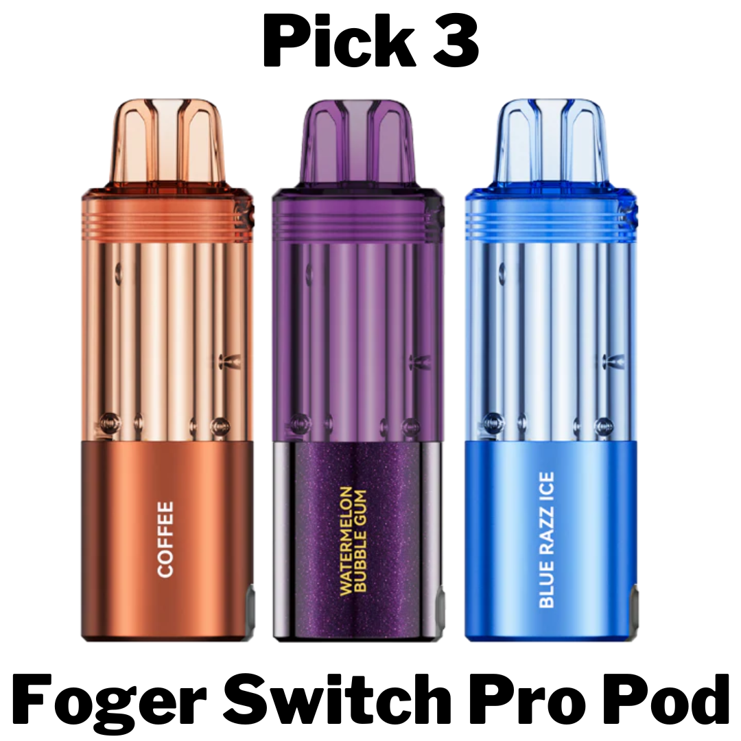Pick 3 Foger Switch Pro Pods – Trio of pre-filled disposable pods with bold flavors for the Foger Switch Pro system