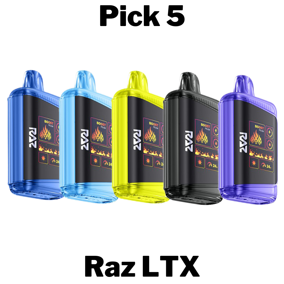 Pick 5 Raz LTX disposable vapes 25000 puffs and new flavors always dropping