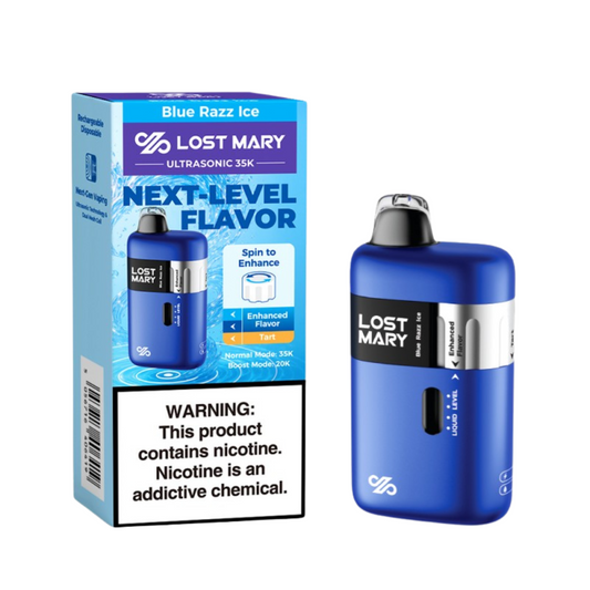 Lost Mary ultrasonic device and packaging on a white background