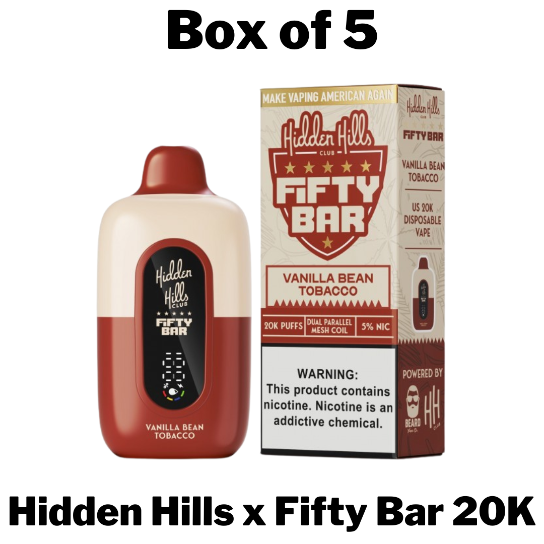 Hidden Hills x Fifty Bar 20k Disposable Vape Box of 5