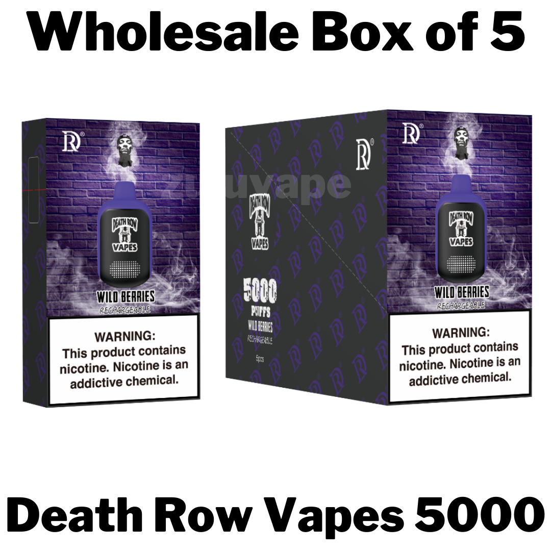 Death Row Vapes QR 5000 5% Disposable by Snoop Dogg Wholesale Box of 5