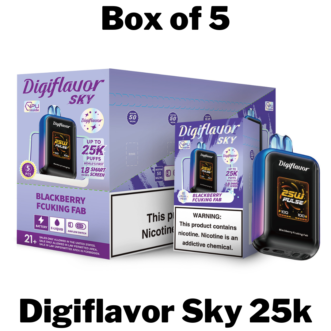 Introducing the Digiflavor Sky 25k Disposable Vape, formerly known as the Geek Bar Skyview. This advanced disposable vape offers a premium vaping experience with 16mL of pre-filled e-liquid and an impressive 25,000 puffs. With a 5% nicotine strength and an 800mAh Type-C rechargeable battery, you can enjoy consistent, flavorful hits at your preferred intensity. Choose between three vaping modes—Soft (12W), Norm (18W), or Pulse (25W)—all powered by a dual mesh coil for enhanced vapor production and flavor.