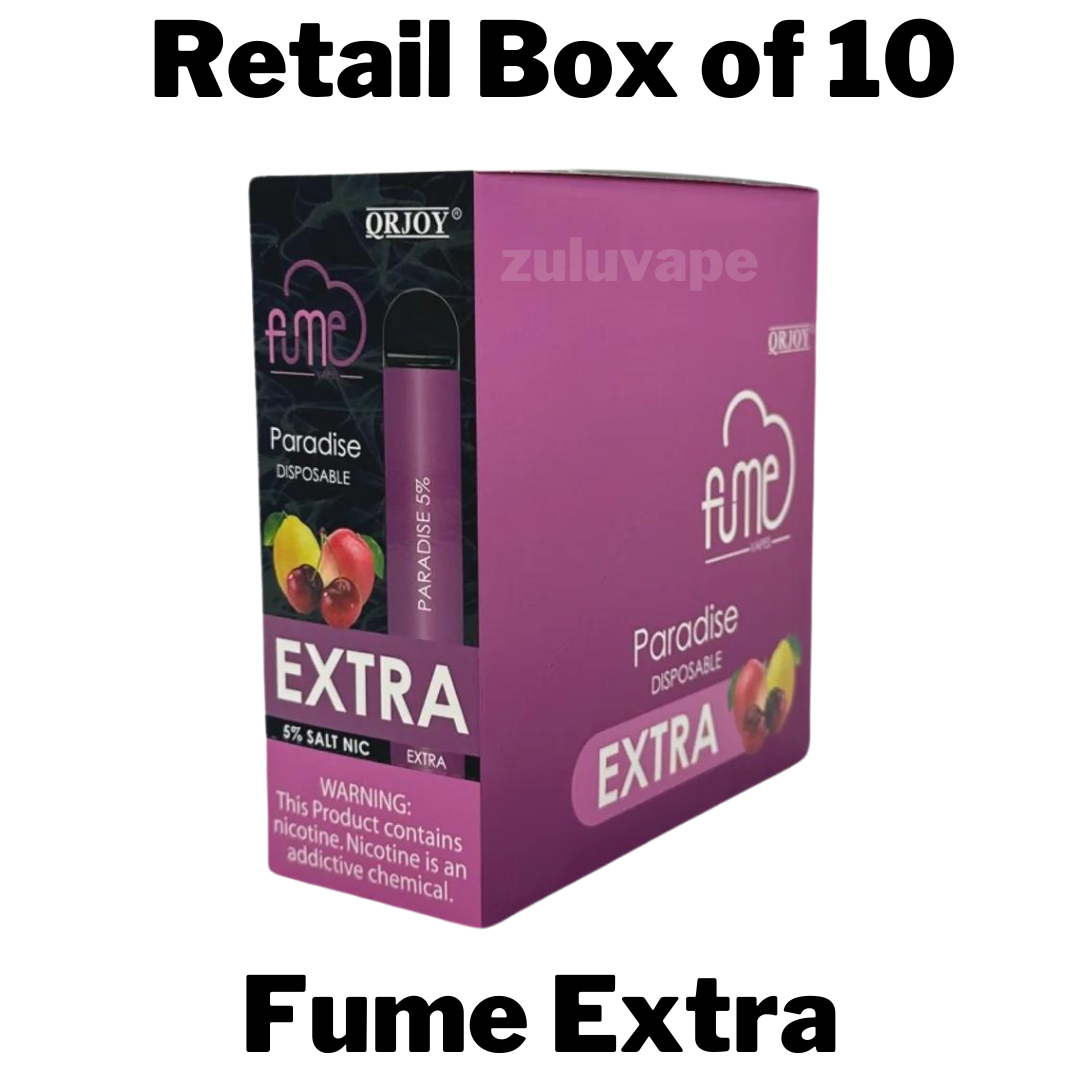 Fume Extra Disposable Vape Box of 10 contains a full box of one flavor, each device offering up to 1,500 puffs for a satisfying vaping experience with consistent quality in every puff.