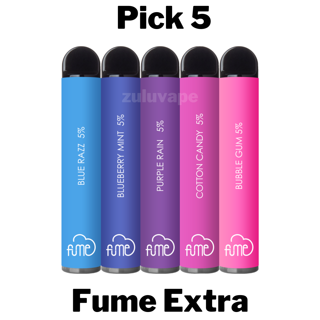 Fume Extra Disposable Vape Pick 5 allows you to create your own custom pack of five flavors. With up to 1,500 puffs per device, enjoy a variety of smooth and satisfying flavors in this convenient and portable disposable vape.