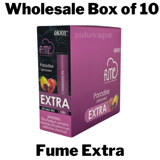 Fume Extra Disposable Vape Wholesale Box of 10 contains a full box of one flavor, each device offering up to 1,500 puffs for a satisfying vaping experience with consistent quality in every puff.