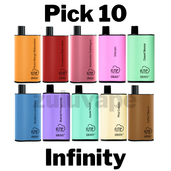 Fume Infinity Disposable Vape Pick 10, allowing customized selection of 10 devices, each with 3,500 puffs, pre-filled with high-quality e-liquid, and long-lasting battery. Perfect for choosing a mix of top flavors in bulk.