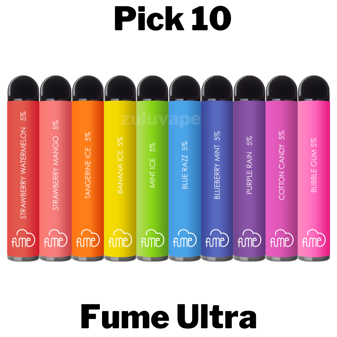 Fume Ultra Disposable Vape Pick 10 allows you to create your own custom pack by choosing any 10 flavors, each offering up to 2,500 puffs in a compact and convenient design.