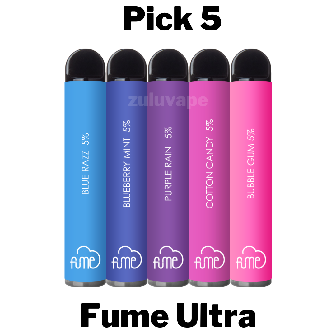 Fume Ultra Disposable Vape Pick 5 allows you to create your own custom pack by choosing any 5 flavors, each offering up to 2,500 puffs in a compact and convenient design.