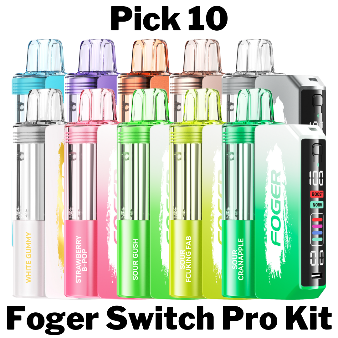 Pick 10 Foger Switch Pro Kits – Advanced 10-pack of reusable vape kits with 1050mAh battery and smart pod