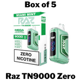 Raz TN9000 Zero Nicotine Disposable Vape Box of 5