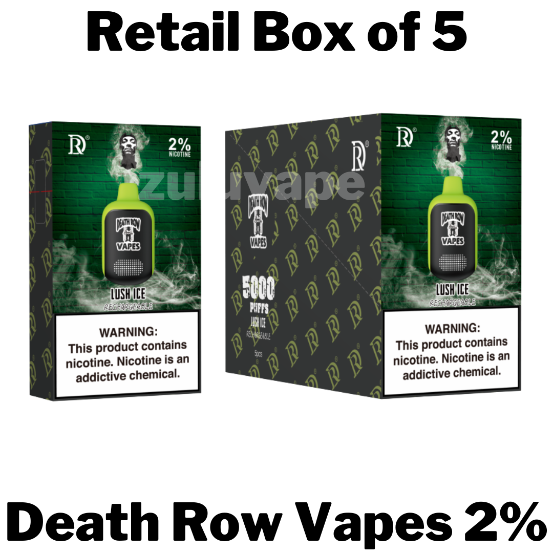Death Row Vapes 2% Nicotine Disposable by Snoop Dogg Retail Box of 5