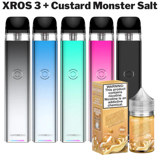 XROS 3 Pod Kit + Custard Monster Salt Bundle