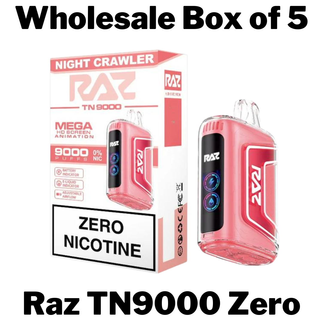 Raz TN9000 Zero Nicotine Wholesale Box of 5